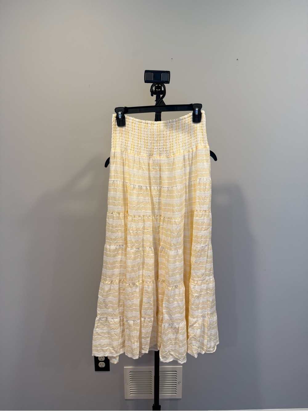 Altar’d State Yellow Ivory Striped Textured Maxi Skirt - Picture 3 of 5